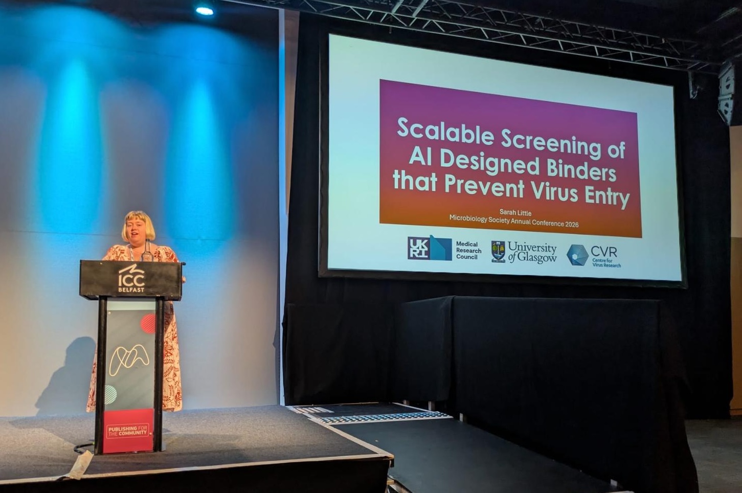 Sarah Little presenting at the Microbiology Society Annual Conference 2026