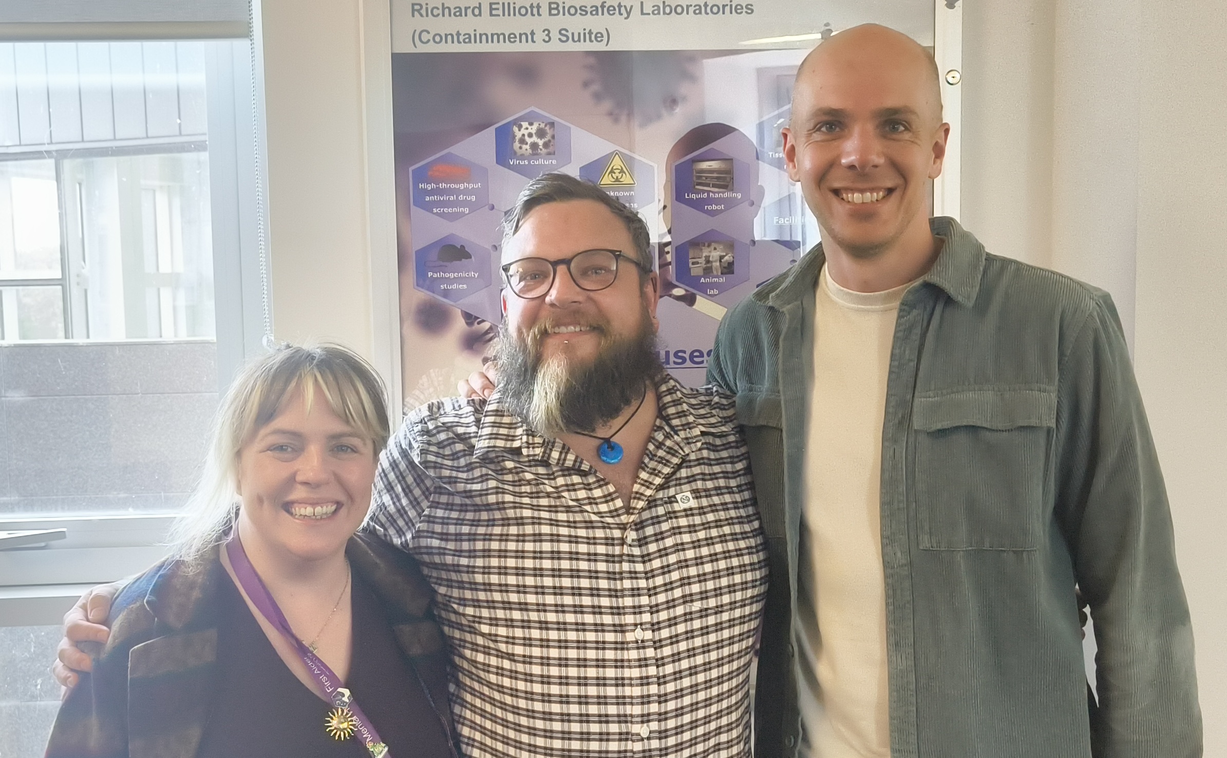 Stephen Devlin with examiners Steph Rainey and Kwinten Sliepen after his PhD viva